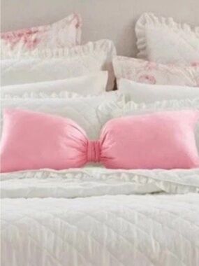 Armoire Collection Pink Bow Accent Pillow NWT | 14" x 30" Oversized Decorative
